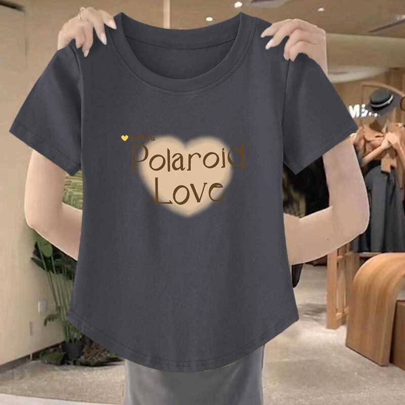 Clearance Sale~ New Summer Style Regular Shoulder Round Neck Short-Sleeve T-Shirt for Women with Curved Hem, Slim Fit, Korean Style Top Clearance Sale~ New Summer Style Regular Shoulder Round Neck Short-Sleeve T-Shirt for Women with Curved Hem, Slim Fit, Korean Style Top