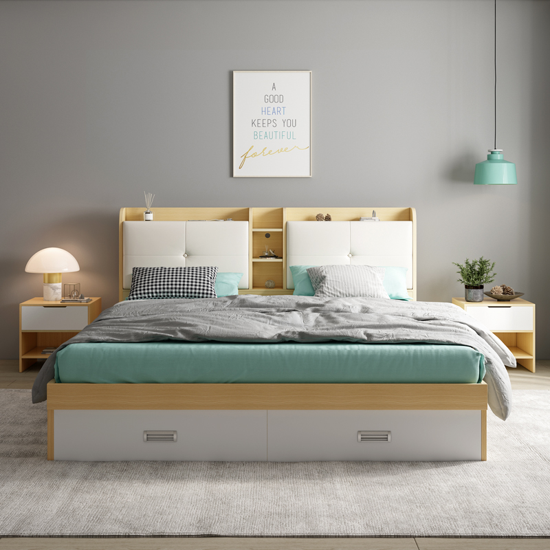Nordic High Box Containing Bed Modern Simplicity About 1 8 m Double Bed 1 5m Plate Pneumatic Bed Containing Main Sleeper bed