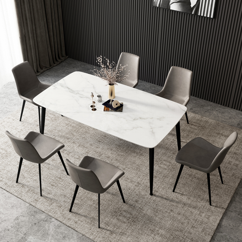 Modern light lavish minimalist around the body rock plate Home dining table rectangular dining table One table four chairs One table six-eight chairs-Taobao