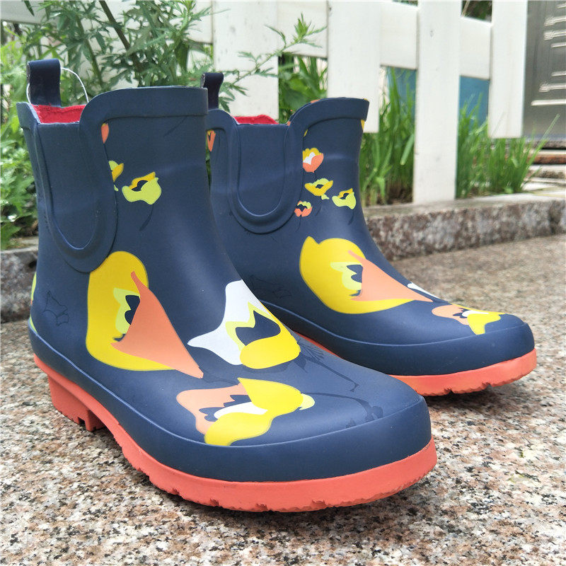 New women's short four seasons all-match color fashion cute low-top rain boots water shoes overshoes garden shoes rubber rain boots