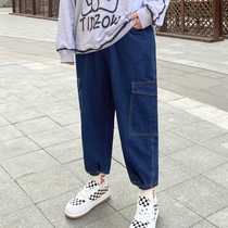 YUZI fish family big code womens clothing spring bouquet leggings jeans fat MM loose gats long pants with slim fit pants