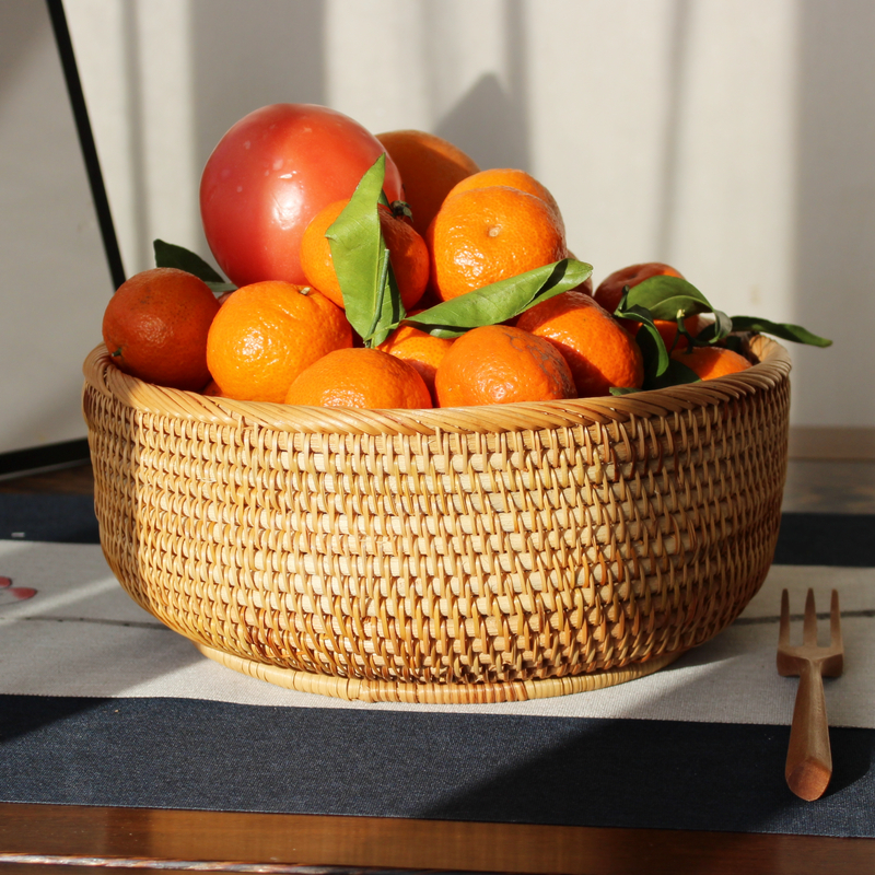 Vietnamese autumn rattan fruit plate hand-woven storage basket snack plate fruit and vegetable basket tea table storage box fruit plate basket