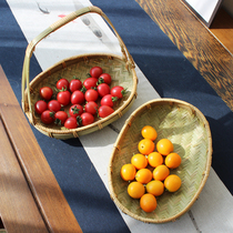 Home Handmade Bamboo Woven Products Hand Basket Handmade Bamboo Basket Snacks Fruit Pan Snack Basket Containing Basket Water Fruit Basket