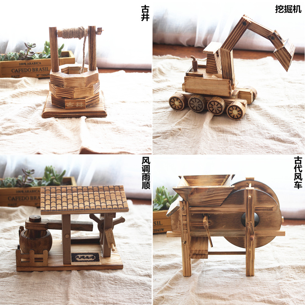 Bamboo wood products coffee table bedroom furnishings ornaments creative home nostalgic ancient well model furniture decorations