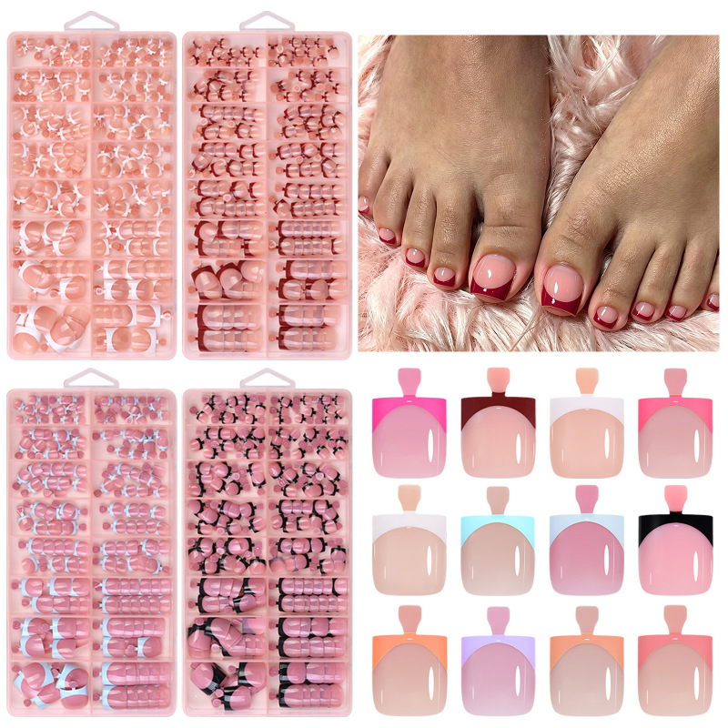 Amazon's Best-Selling Toe Nail Stickers, French Style Short Nude Color, 160 Pieces Boxed Toenail Patches for Nail Art Amazon's Best-Selling Toe Nail Stickers, French Style Short Nude Color, 160 Pieces Boxed Toenail Patches for Nail Art