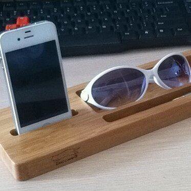 Carbonated bamboo wood mobile phone and debris holder pendulum pieces concise and hard Lang Style EDCGEAR Born player system