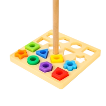 Three-in-one Montessori childrens early education geometric shape pattern cognitive matching cards beaded finger fine movement