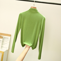 2021 spring and autumn new modal semi-turtleneck base shirt womens thin long-sleeved large size wild t-shirt inner top