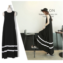 2021 new womens summer modal large skirt loose sleeveless large size vest long dress black Korean version of the dress