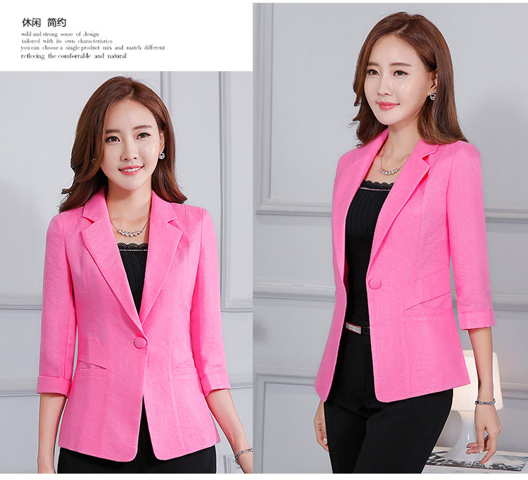Bộ đồ nhỏ nữ áo khoác Mercerized thường xuyên khí chất giảm béo mới phiên bản Hàn Quốc của bộ đồ tay áo bảy điểm các kiểu bộ vest nữ trẻ trung