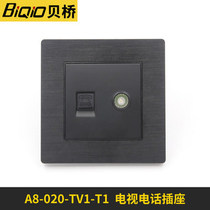 Bay A8-020 A8-020 TV1 T1 black aluminum alloy TV telephone socket cable TV TV plus phone wall plug