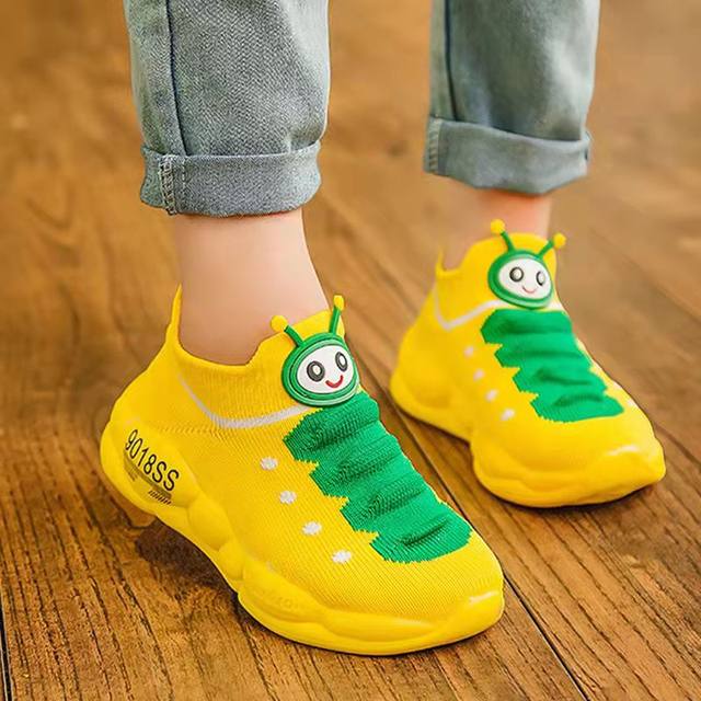 Caterpillar girls' shoes children's mesh breathable sports shoes soft bottom baby socks shoes children's mesh shoes boys' shoes