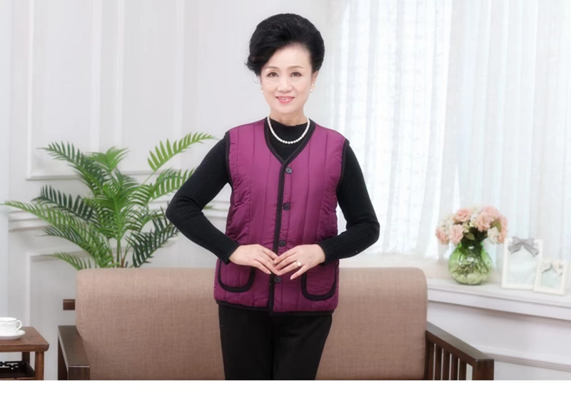 Áo bà mẹ mùa đông trung niên cotton mặc vest vest già cộng với nhung dày cỡ lớn bà ngoại