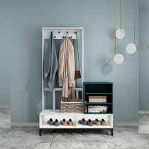Nordic coat rack Floor-to-ceiling Simple modern multi-functional entrance shelf Coat cabinet Shoe stool Bedroom hanger