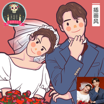 Q version hand-drawn avatar custom illustration style couple gift comic character live photo transfer hand painting image design