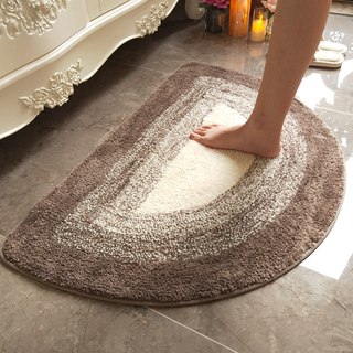 Brown semicircular floor mat, modern and fashionable bathroom absorbent foot mat, living room entrance door mat, machine washable