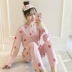 Bộ đồ ngủ nữ mùa thu đông dài tay cotton mỏng hai mảnh phù hợp với phong cách Nhật Bản kimono ngọt ngào và đáng yêu để mặc bên ngoài quần áo