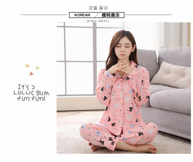Cardigan đồ ngủ phụ nữ mùa xuân và mùa thu dài tay áo bông Hàn Quốc công chúa gió ngọt dễ thương phim hoạt hình mặc nhà dịch vụ bộ những kiểu đồ bộ dễ thương