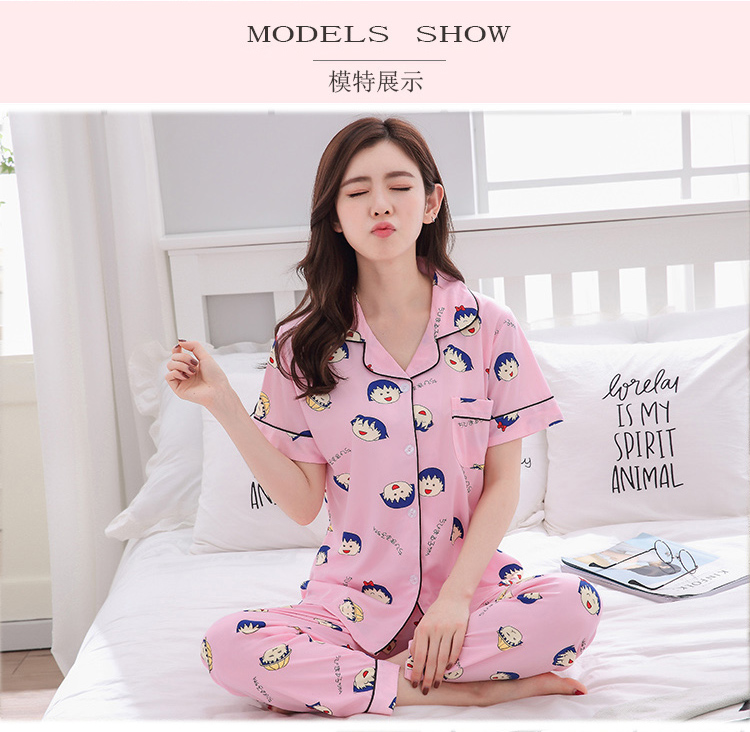 Mùa hè bông đồ ngủ của phụ nữ ngắn tay quần cotton cardigan hai mảnh phần mỏng lỏng bên ngoài mặc dịch vụ nhà phù hợp với