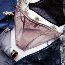 Vimi Jiangnan sexy underwear women's summer thin lace hollow strap mesh transparent low waist cotton crotch briefs