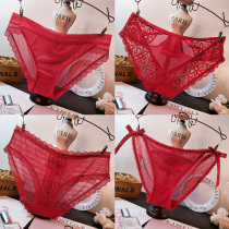 Vimi Jiangnan Red Life Panties Female Lace Sexy Hot Wedding Birthday Cotton Crotch Red Briefs