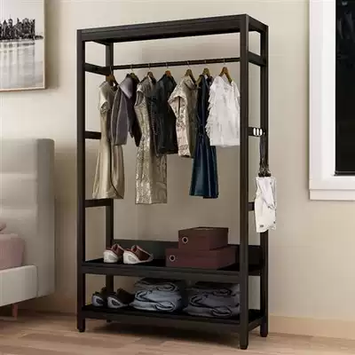 Bedroom coat rack simple household hanger cloakroom floor combination steel frame wardrobe simple corner clothes rack