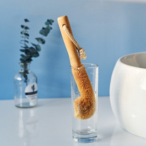Japan Natural Coconut Palm Wash Glass Cup Brush Long Handle Bottle Brush Decontamination Brushed Mug Brush Kitchen Cleaning Brush