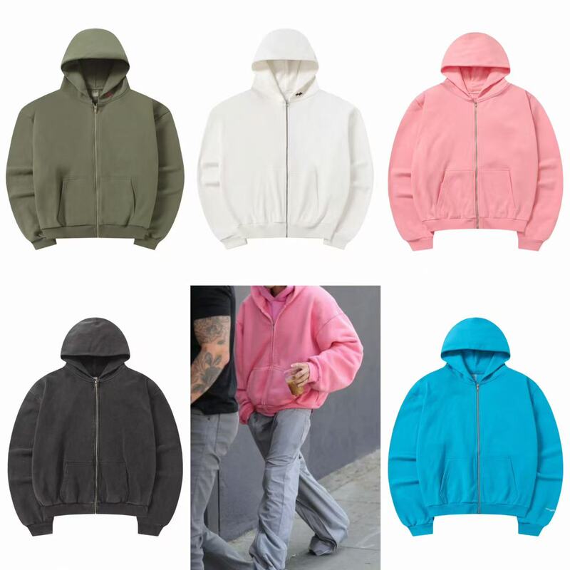 American Casual Bieber Style High Street Fashion Solid Color Skylrk Sohee Unisex Cardigan Hooded Jacket Sweatshirt American Casual Bieber Style High Street Fashion Solid Color Skylrk Sohee Unisex Cardigan Hooded Jacket Sweatshirt