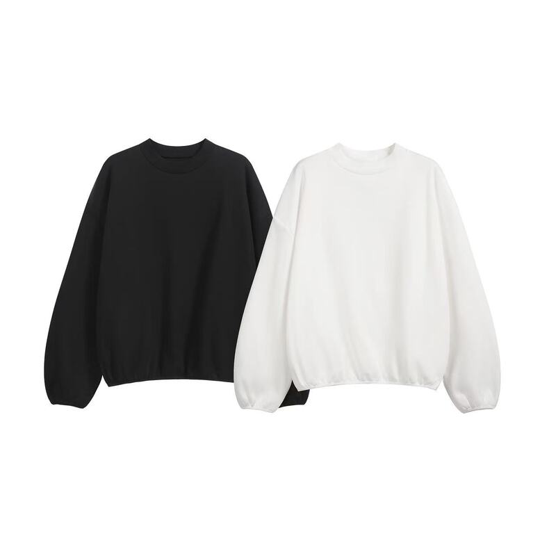 Kanye-Style Trendy Wyoming Farm Turtleneck Short Boxy Loose Crewneck Sweatshirt for Men in Autumn