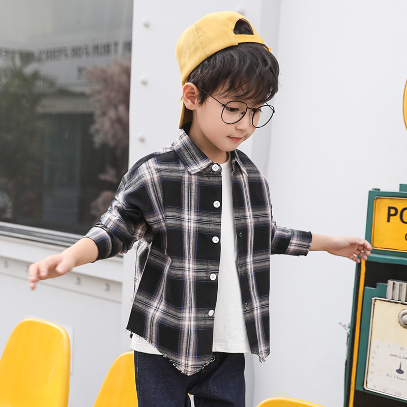 áo Boy cá tính triều trẻ em lớn của bông mùa xuân mặc dài tay và áo sơ mi mùa thu 2020 mới của Hàn Quốc phiên bản của xu hướng này đẹp trai