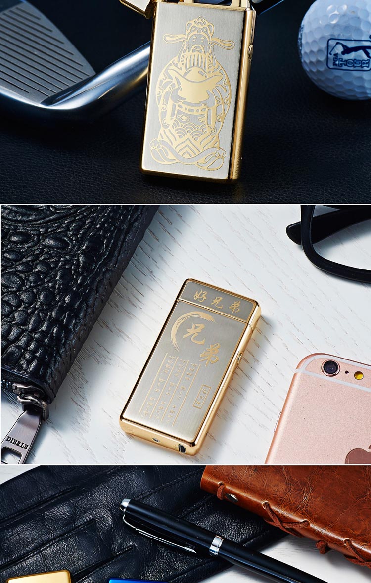 Bật lửa đôi hồ quang cá tính sáng tạo chống gió sáng tạo USB điện tử thuốc lá bật lửa nam tùy chỉnh chữ nhẹ hơn quẹt dupont