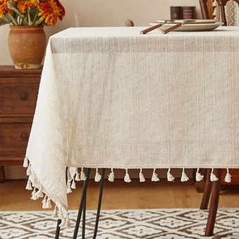 Cotton and linen ins tablecloth small fresh lines dining table tablecloth solid color tassel atmosphere coffee tablecloth japanese decoration Cotton and linen ins tablecloth small fresh lines dining table tablecloth solid color tassel atmosphere coffee tablecloth japanese decoration