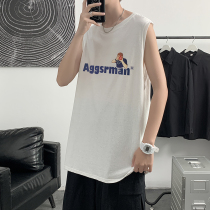 2021 new summer sleeveless t-shirt men loose trend wild ins port wind casual waistcoat vest tide brand