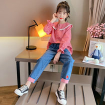 Girls  suit autumn 2020 new net celebrity Western style fashion trend childrens spring and autumn Korean version of the middle and large childrens two-piece suit