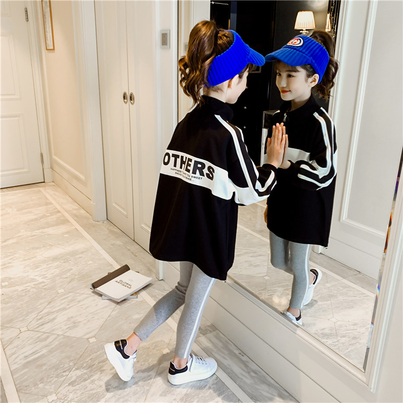 Girl's autumn clothing suit 2020 new children's tennis red spring and autumn clothes foreign palate Trendy Sports Two Suits