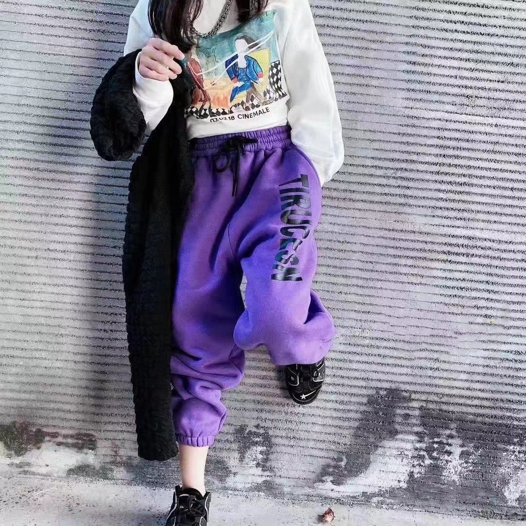 South Korean boy clothing male girl pants 2020 winter new children plus suede thickened casual pants foreign sports pants