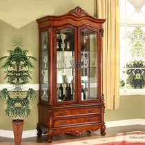 Meng han mei-solid wood 1 2 m wine cooler living room double door engraving luxury wine Wood two display cabinet