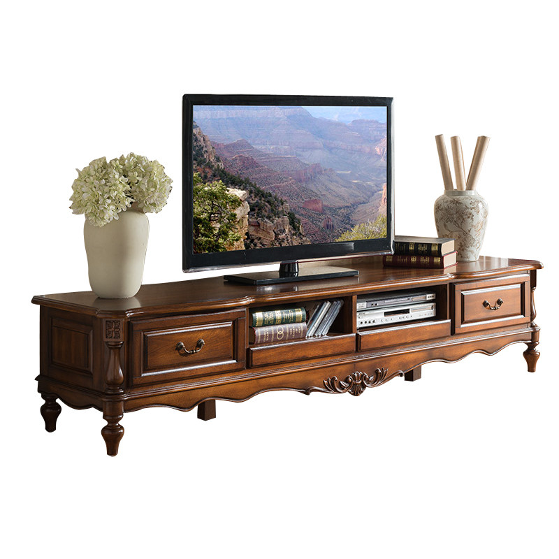 Meng Han American solid wood TV cabinet Living room TV cabinet 2 4 meters American solid wood TV cabinet American 2 meters ground cabinet