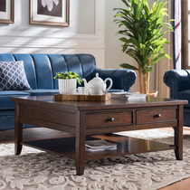 American country all solid wood coffee table European coffee table simple retro old square coffee table living room furniture telescopic coffee table