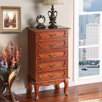 Meng Hanmei style cabinet solid wood European drawer storage retro cupboard American bedroom makeup small locker