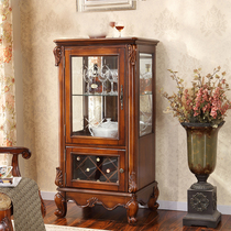 Meng Han American Solid Wood Wine Cabinet Living Room Dwarf Wine Cabinet American Engraved Solid Wood Wine Cabinet Imitation Ancient American Solid Wood Wine Cabinet