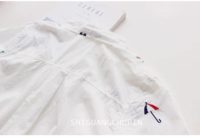 Xuân 2018 phụ nữ mới cotton tinh tế thêu ve áo trắng túi dài tay dài nữ áo sơ mi nữ 2018 hàn quốc