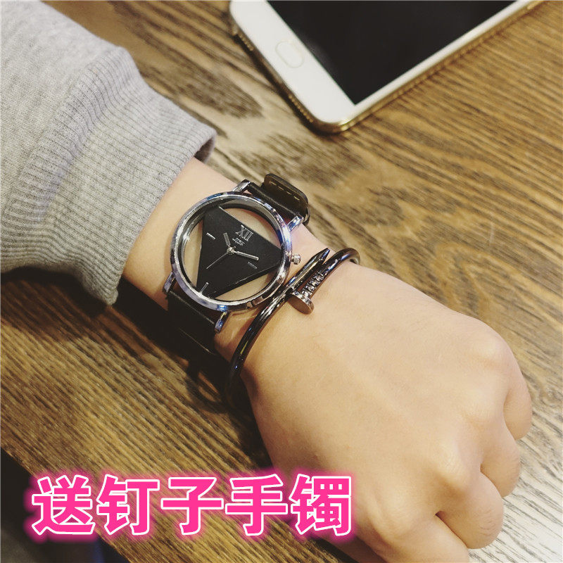 Harajuku couple watch female student Korean version simple trend ulzzang casual atmosphere personality trendy men's quartz watch