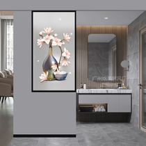 Art glass bathroom half wall partition shoe cabinet small apartment living room screen entrance hall light transmission modern light luxury