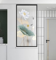 Customized 3D art glass screen partition wall simple modern living room frosted translucent entry entrance shoe cabinet lotus