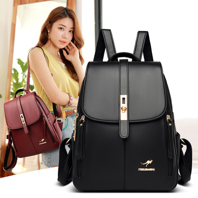 Hong Kong Genuine Leather Backpack for Women 2026 New Large Capacity First Layer Cowhide Bag Fashionable Ladies Soft Leather Backpack
