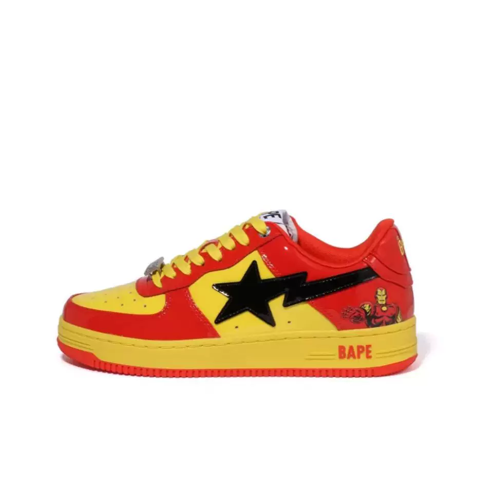 BAPESTA LOW SK8 dunk скейтборд молодежные черные лаковые кроссовки модное повседневное настроение контрастные низкий топ