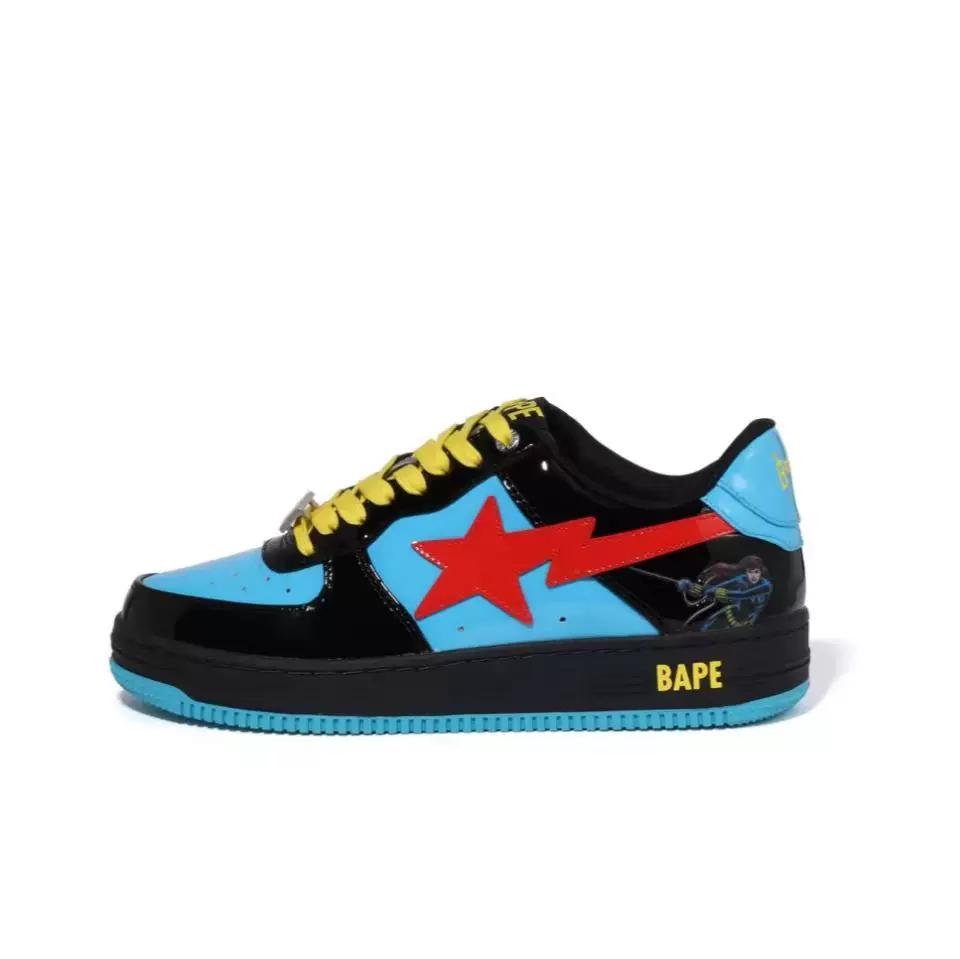 BAPESTA LOW SK8 dunk скейтборд молодежные черные лаковые кроссовки модное повседневное настроение контрастные низкий топ
