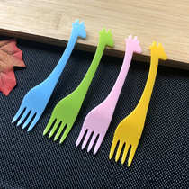 Disposable fork Fruit fork Colorful creative small fork Cake thickening fork Mousse canned independent packaging food fork