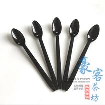 Disposable spoon Black thickened DQ ice cream spoon Dessert spoon smoothie spoon Long spoon long handle spoon 100 pcs